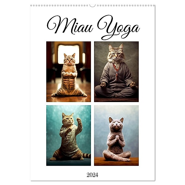 Miau Yoga (Wandkalender 2024 DIN A2 hoch), CALVENDO Monatskalender, Justyna Jaszke JBJart