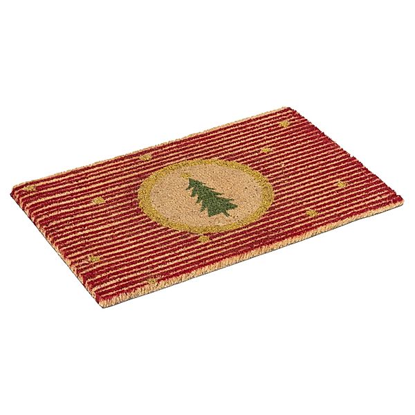 miaVILLA Kokos-Fußmatte Stripe Rot/Goldfarben 40 x 60 cm