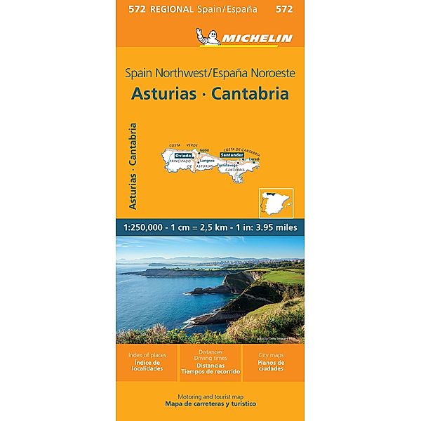 Michelin Asturias, Cantabria. Motoring and tourist map 1:250.000