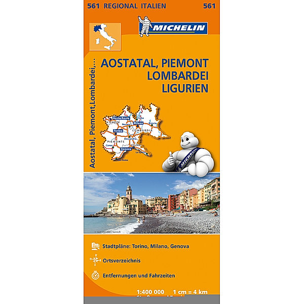 Michelin Karte Aostatal, Piemont, Lombardei, Ligurien. Italie Nord-Ouest