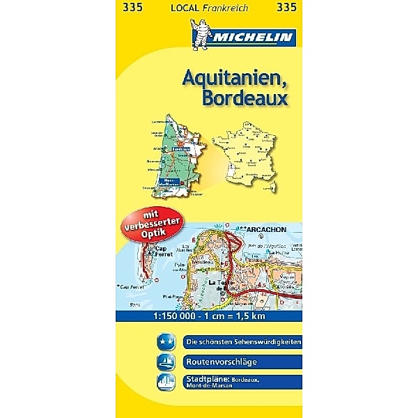 Michelin Karte Aquitanien, Bordeaux. Gironde, Landes