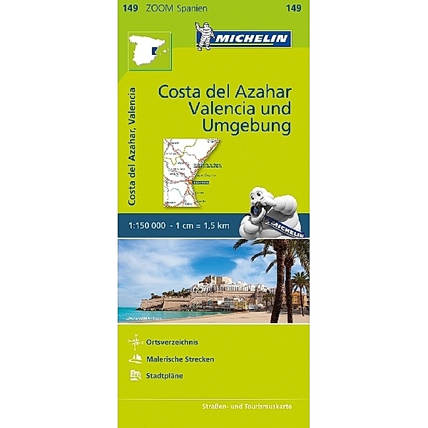 Michelin Karte Costa del Azahar, Valencia und Umgebung. Environs de Valence