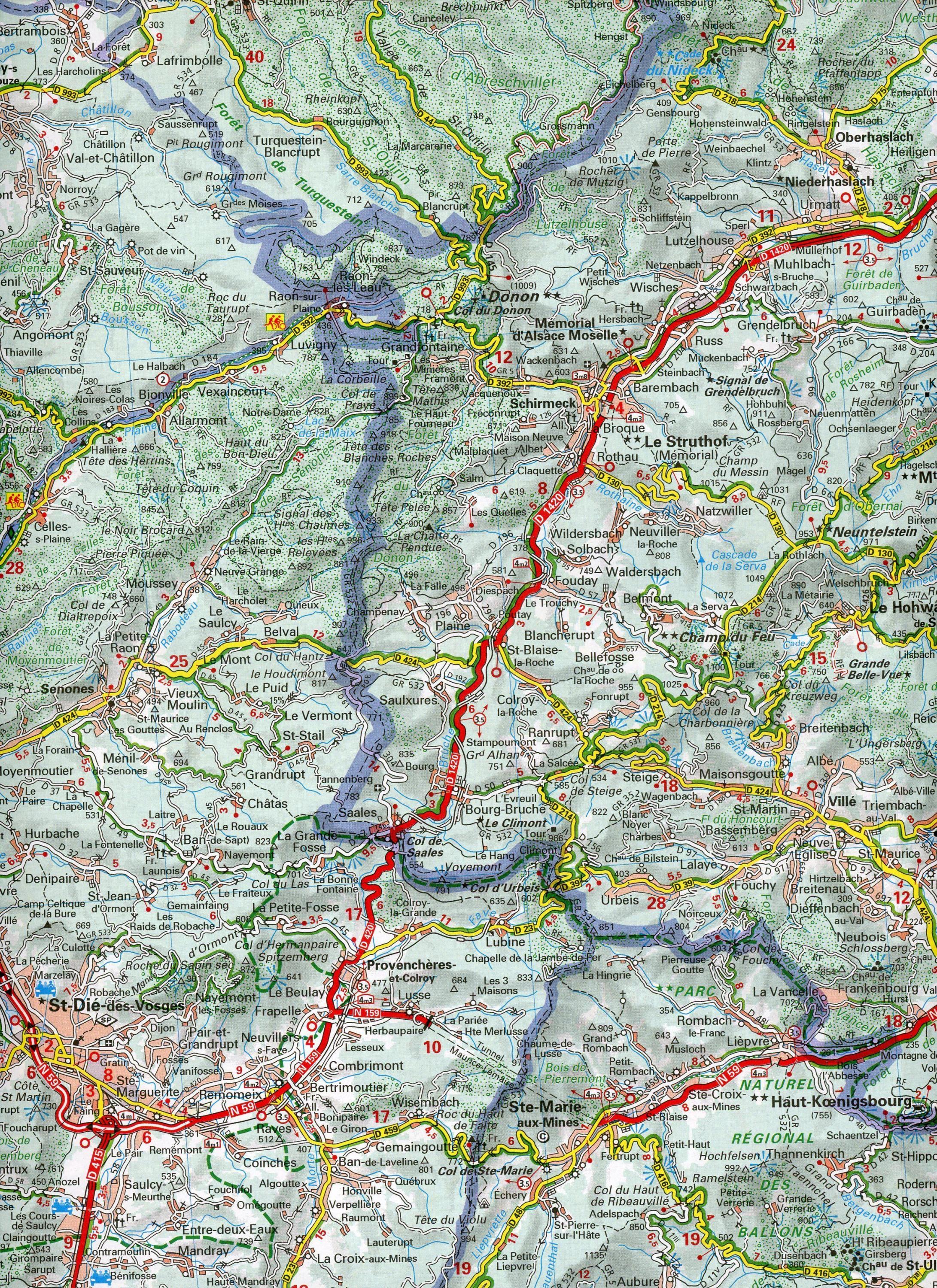 Straßen und Tourismuskarte 1:150.000; Auflage 2020 Michelin Elsass Oberrheinische Tiefebene MICHELIN Localkarten