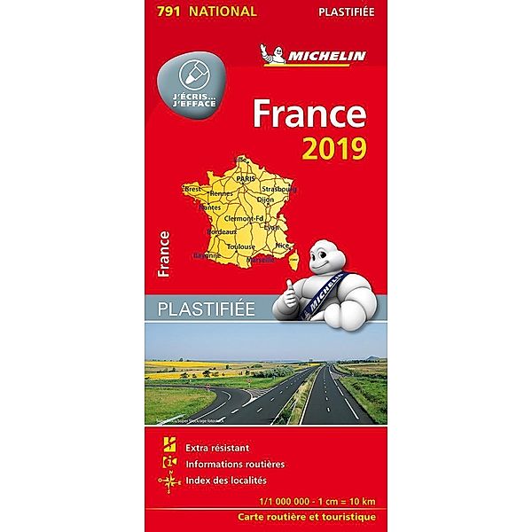 Michelin Karte France / Frankreich 2019 (plastifiziert)