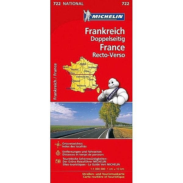 Michelin Karte Frankreich doppelseitig. France, recto-verso