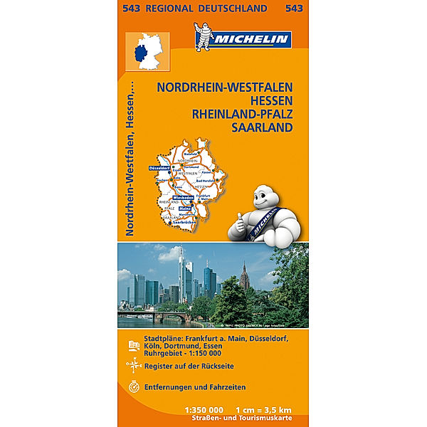 Michelin Karte Nordrhein-Westfalen, Hessen, Rheinland-Pfalz, Saarland. Allemagne Centre-Ouest