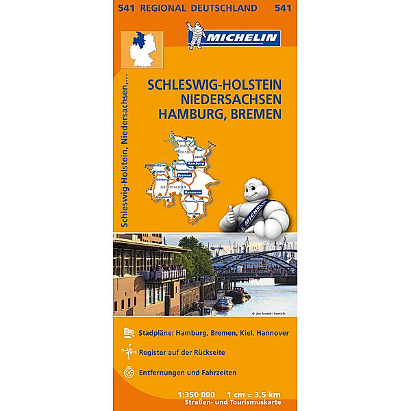 Michelin Karte Schleswig-Holstein, Niedersachsen, Hamburg, Bremen. Allemagne Nord-Ouest