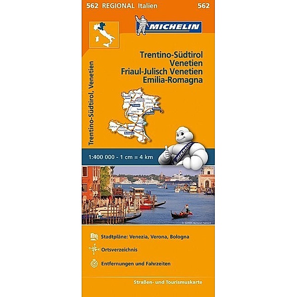 Michelin Karte Trentino-Südtirol,Venetien, Friaul-Julisch Venetien, Emilia Romagna