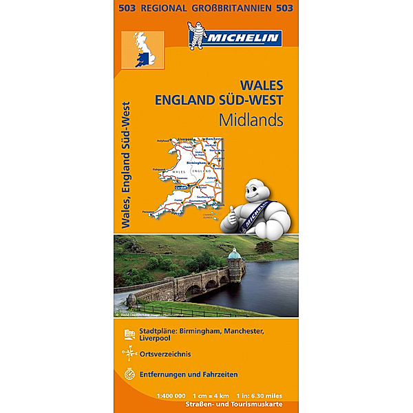 Michelin Karte Wales, England Süd-West, Midlands. Wales, South West England, Midlands
