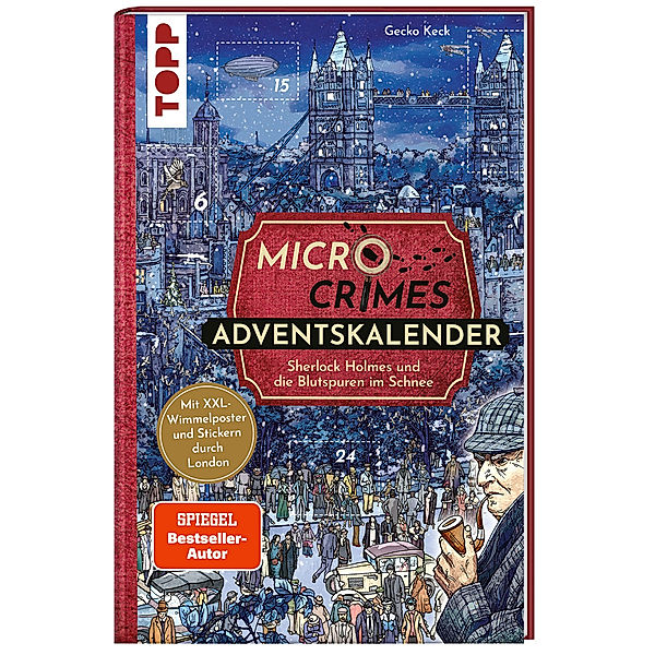 Micro Crimes Adventskalender - Sherlock Holmes und die Blutspuren im Schnee. Mit XXL-Wimmelposter und Stickern durch London (SPIEGEL Bestseller-Autor), Gecko Keck, Christian Weis