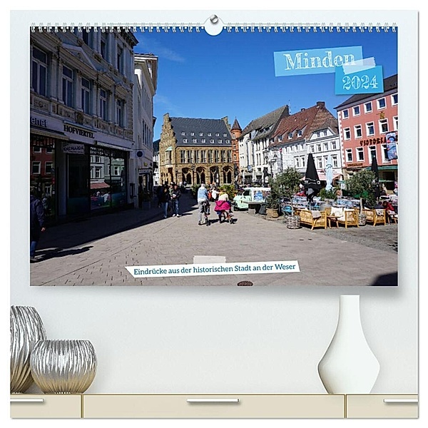 Minden - Eindrücke aus der historischen Stadt an der Weser (hochwertiger Premium Wandkalender 2024 DIN A2 quer), Kunstdruck in Hochglanz, Stefan Schröder