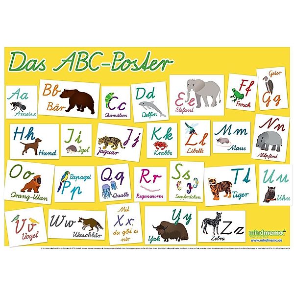 mindmemo Lernposter - Das ABC Poster - in Schreibschrift, Fischer Henry, Hunstein Philipp
