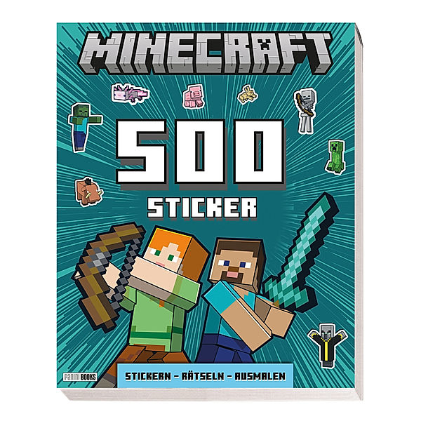 Minecraft: 500 Sticker- Stickern - Rätseln - Ausmalen