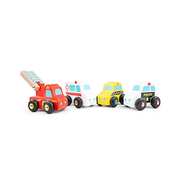 New Classic Toys Mini-Einsatzfahrzeuge 4er-Set aus Holz