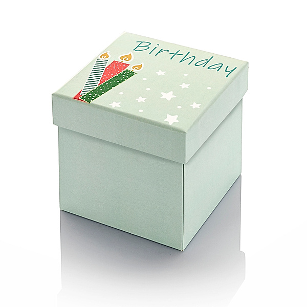Mini-Explosionsbox Geburtstag (Farbe: Türkis mit Kerze)