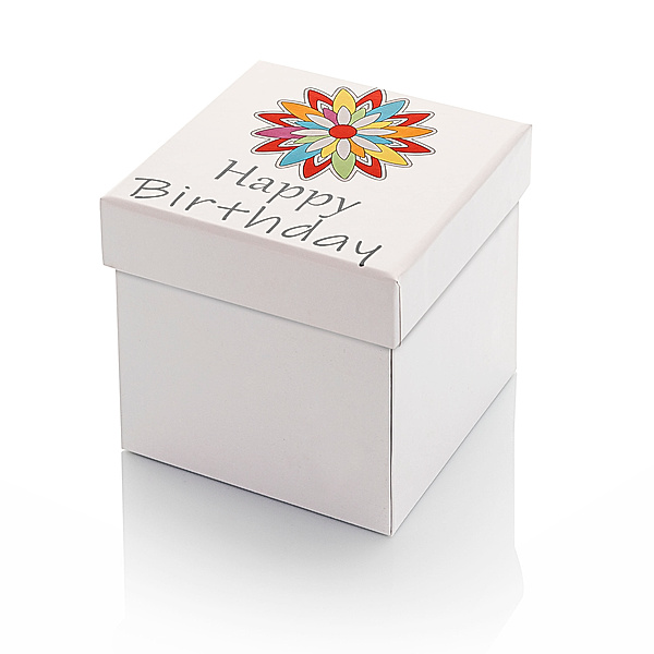 Mini-Explosionsbox Geburtstag (Farbe: Weiss mit Sektkelch)