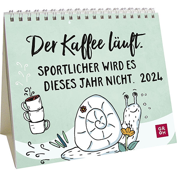 Mini-Kalender 2024: Der Kaffee läuft. Sportlicher wird es dieses Jahr nicht., Mini-Kalender 2024: Der Kaffee läuft. Sportlicher wird es dieses Jahr nicht.