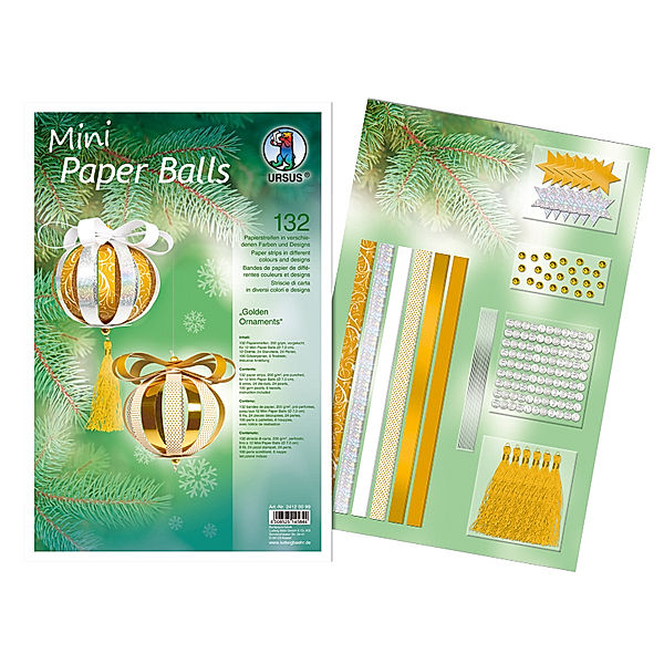 Mini Paper Balls (Motiv: Golden Ornaments)