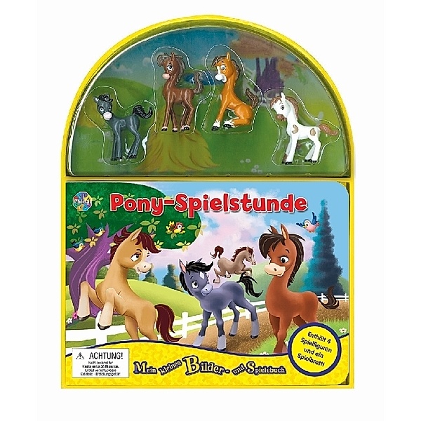Phidal Publishing Mini Spiel- und Beschäftigungsbuch - Pony-Spielstunde, Spielbuch + 4 Spielfiguren + ausklappbare Spielmatte
