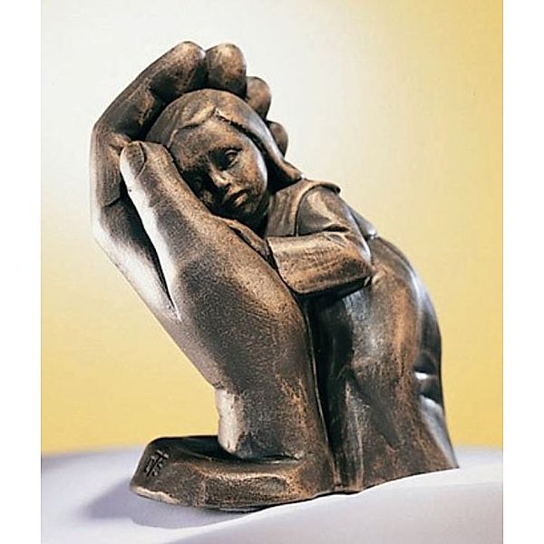 Miniatur Bleib Sein Kind. 10 cm. Bronzefarbener Steinguss