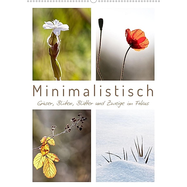 Minimalistisch, Gräser, Blüten, Blätter und Zweige im Fokus (Wandkalender 2023 DIN A2 hoch), Sabine Löwer