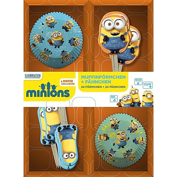 Minions Muffin Backset mit Fähnchen im Geschenkkarton