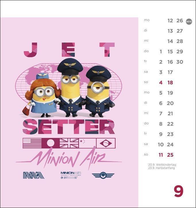 Kalender mit perforierten Postkarten Minions Postkartenkalender 2022 mit Monatskalendarium 16 x 17 cm zum Aufstellen und Aufhängen 