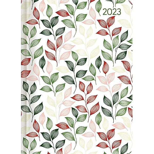Minitimer Style Blätter 2023 - Taschen-Kalender A6 - Weekly - 192 Seiten - Notiz-Buch - mit Info- und Adressteil - Alpha