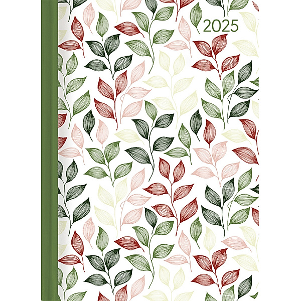 Minitimer Style Blätter 2025 - Taschen-Kalender A6 - Weekly - 192 Seiten - Notiz-Buch - mit Info- und Adressteil - Alpha Edition