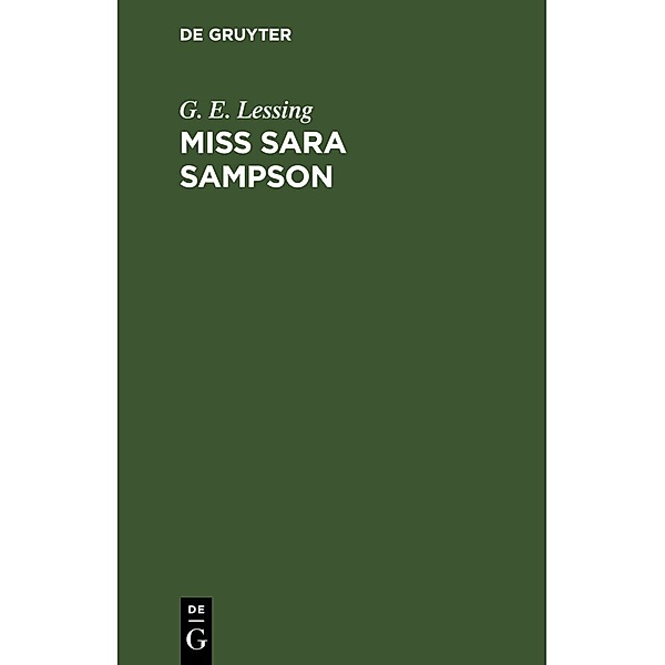Miss Sara Sampson, G. E. Lessing