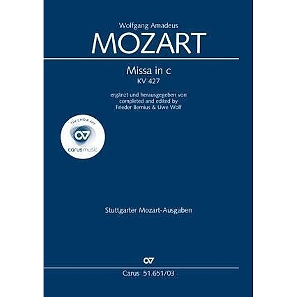 Missa in c KV 427, Klavierauszug, Wolfgang Amadeus Mozart