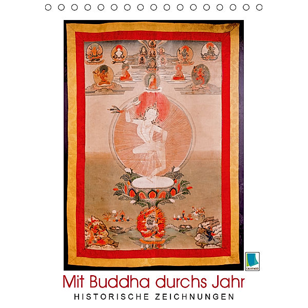 Mit Buddha durchs Jahr: historische Zeichnungen (Tischkalender 2019 DIN A5 hoch), CALVENDO