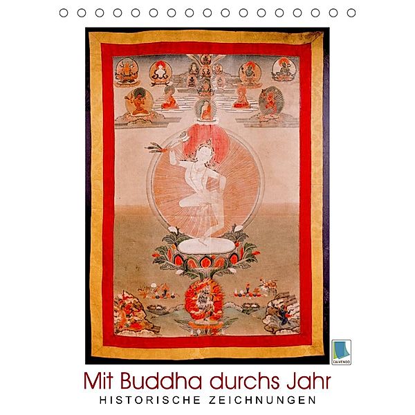 Mit Buddha durchs Jahr: historische Zeichnungen (Tischkalender 2023 DIN A5 hoch), Calvendo