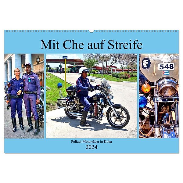 Mit Che auf Streife - Polizei-Motorräder in Kuba (Wandkalender 2024 DIN A2 quer), CALVENDO Monatskalender, Henning von Löwis of Menar