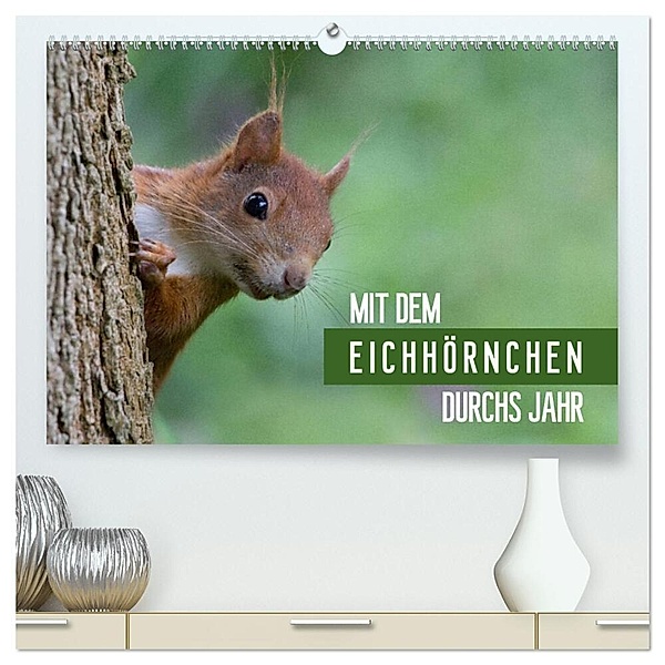 Mit dem Eichhörnchen durchs Jahr (hochwertiger Premium Wandkalender 2024 DIN A2 quer), Kunstdruck in Hochglanz, Margret Brackhan