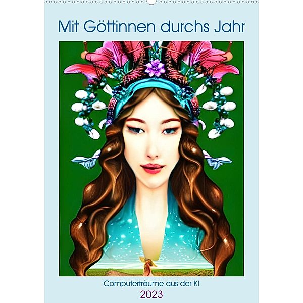 Mit Göttinnen durchs Jahr - Computerträume aus der KI (Wandkalender 2023 DIN A2 hoch), Christine aka stine1