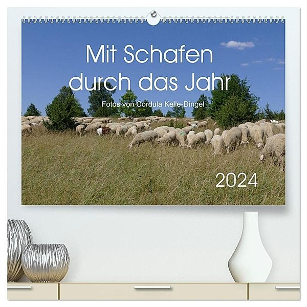 Mit Schafen durch das Jahr (hochwertiger Premium Wandkalender 2024 DIN A2 quer), Kunstdruck in Hochglanz, CoKeDi-Photographie, Cordula Kelle-Dingel