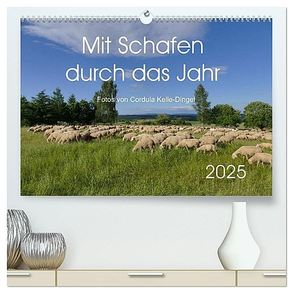 Mit Schafen durch das Jahr (hochwertiger Premium Wandkalender 2025 DIN A2 quer), Kunstdruck in Hochglanz, Calvendo, CoKeDi-Photographie, Cordula Kelle-Dingel