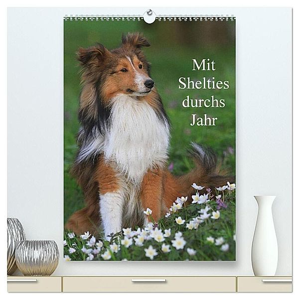 Mit Shelties durchs Jahr (hochwertiger Premium Wandkalender 2024 DIN A2 hoch), Kunstdruck in Hochglanz, Marion Reiß - Seibert