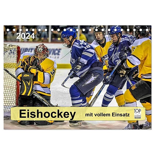 Mit vollem Einsatz - Eishockey (Tischkalender 2024 DIN A5 quer), CALVENDO Monatskalender, Peter Roder