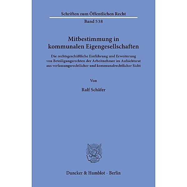 Mitbestimmung in kommunalen Eigengesellschaften., Ralf Schäfer