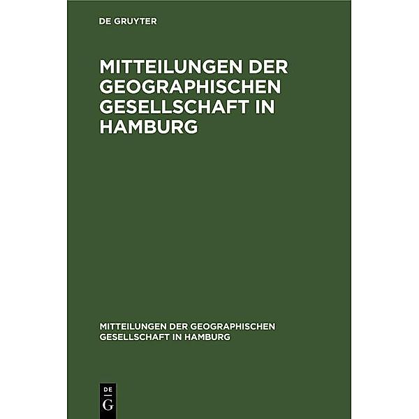 Mitteilungen der Geographischen Gesellschaft in Hamburg