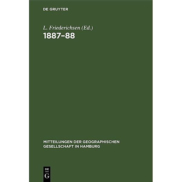 Mitteilungen der Geographischen Gesellschaft in Hamburg 1887-88
