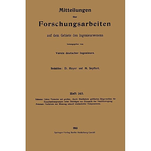 Mitteilungen über Forschungsarbeiten auf dem Gebiete des Ingenieurwesens, Kurt Schöne