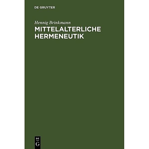 Mittelalterliche Hermeneutik, Hennig Brinkmann