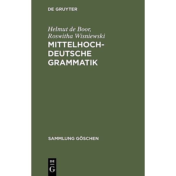 Mittelhochdeutsche Grammatik, Helmut de Boor, Roswitha Wisniewski