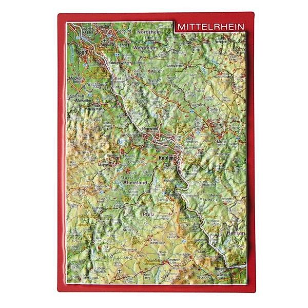 Mittelrhein, Reliefpostkarte. Middle Rhine / Rhin moyen, André Markgraf, Mario Engelhardt