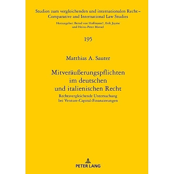 Mitveraeuerungspflichten im deutschen und italienischen Recht, Sauter Matthias A. Sauter