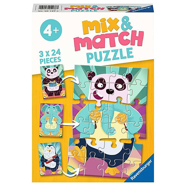 Ravensburger Verlag Mix&Match Puzzle WITZIGE TIERE 3x24-teilig