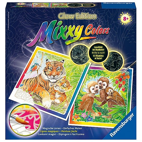 Mixxy Colors Glow Edition, Bildgröße 25 x 25 cm: Süße Dschungeltiere